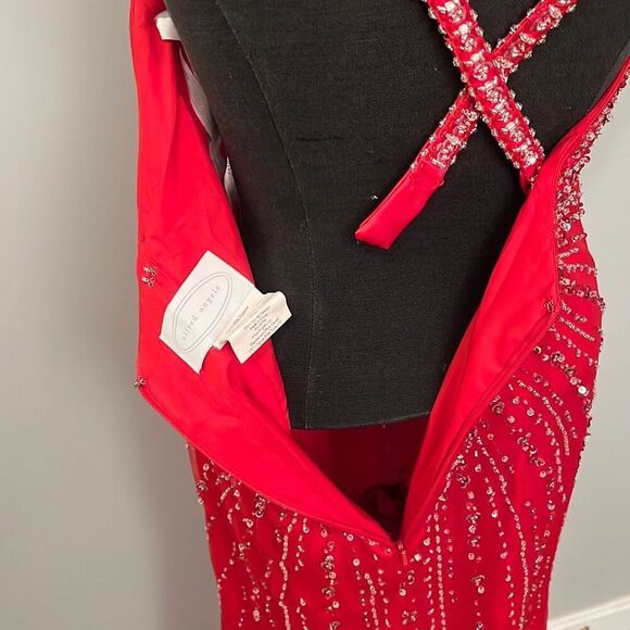 Alfred Angelo, Red Beaded Maxi Prom Dress - Picture 13 of 16